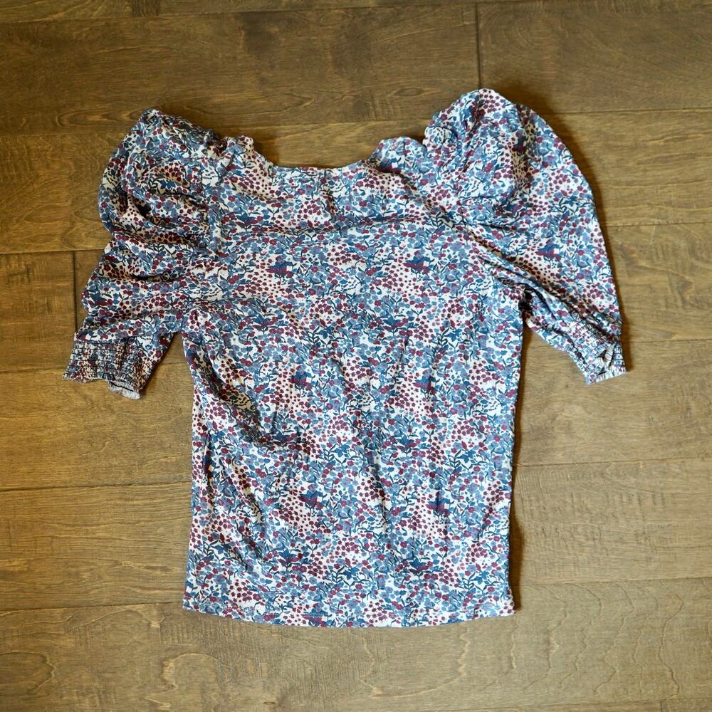 Nation LTD Celine Puff Sleeve Floral Cherry Blossom Pima Cotton Top Size XS - Picture 11 of 11